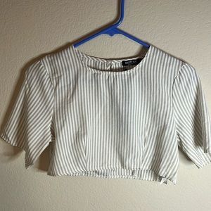 Nasty Gal Beige & White Stripe Crop - Size 6